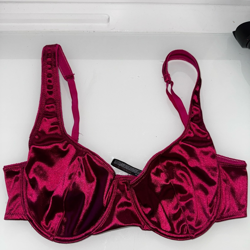 Not From Under Urban Outfitters Hot Pink Satin Underwire Bra 36D